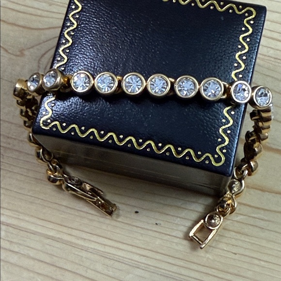 Swarovski Gold Crystal Round Bezel Bracelet vintage - Picture 4 of 4